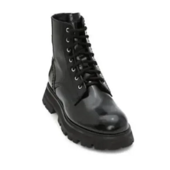Alexander McQueen Patent Leather Combat Ankle Boot Size 39 Black - Picture 4 of 10